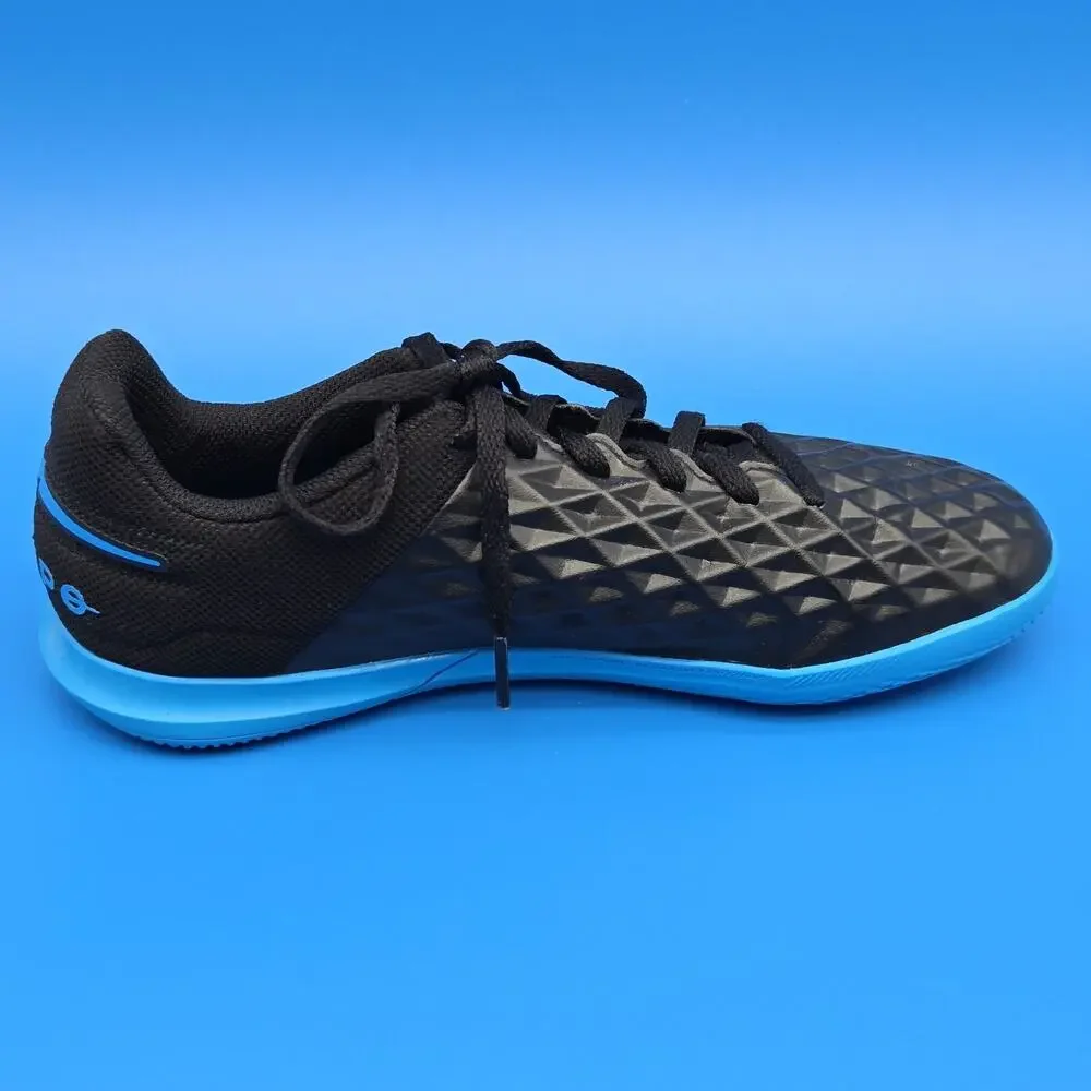 Nike Tiempo Legend 8 Club IC Youth 5.5Y Indoor Soccer Shoes Black Blue